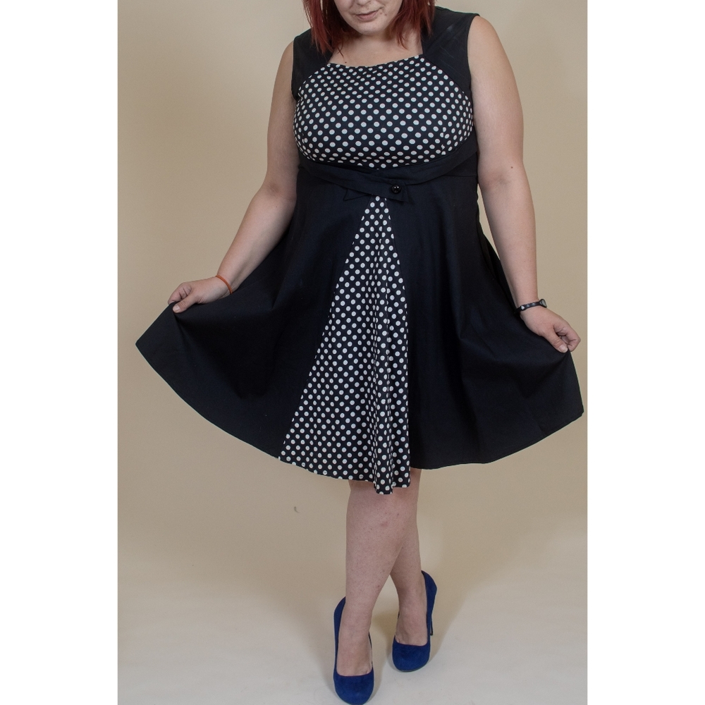 Black and Polka Dot Rockabilly Skater Dress 3x